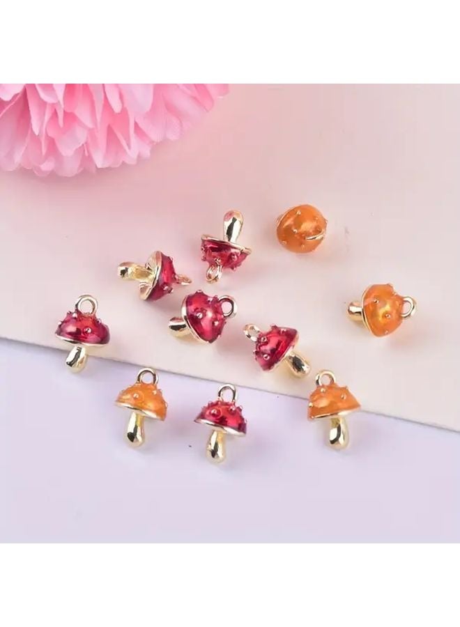 10pcs Mixed Color 3D Mushroom Charms Alloy Pendants For DIY Jewelry Making Crafts - Image 3